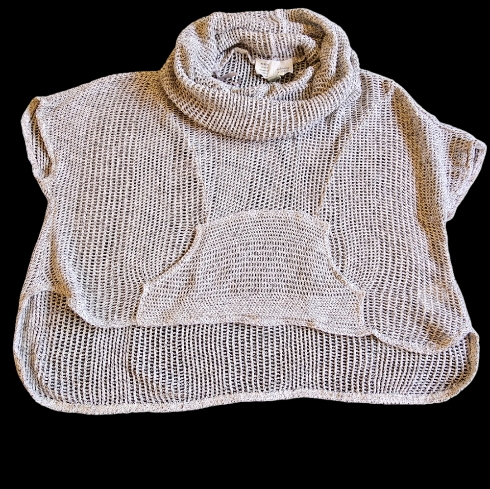 Anthropologie mesh knitted lightweight‎ gray top OS